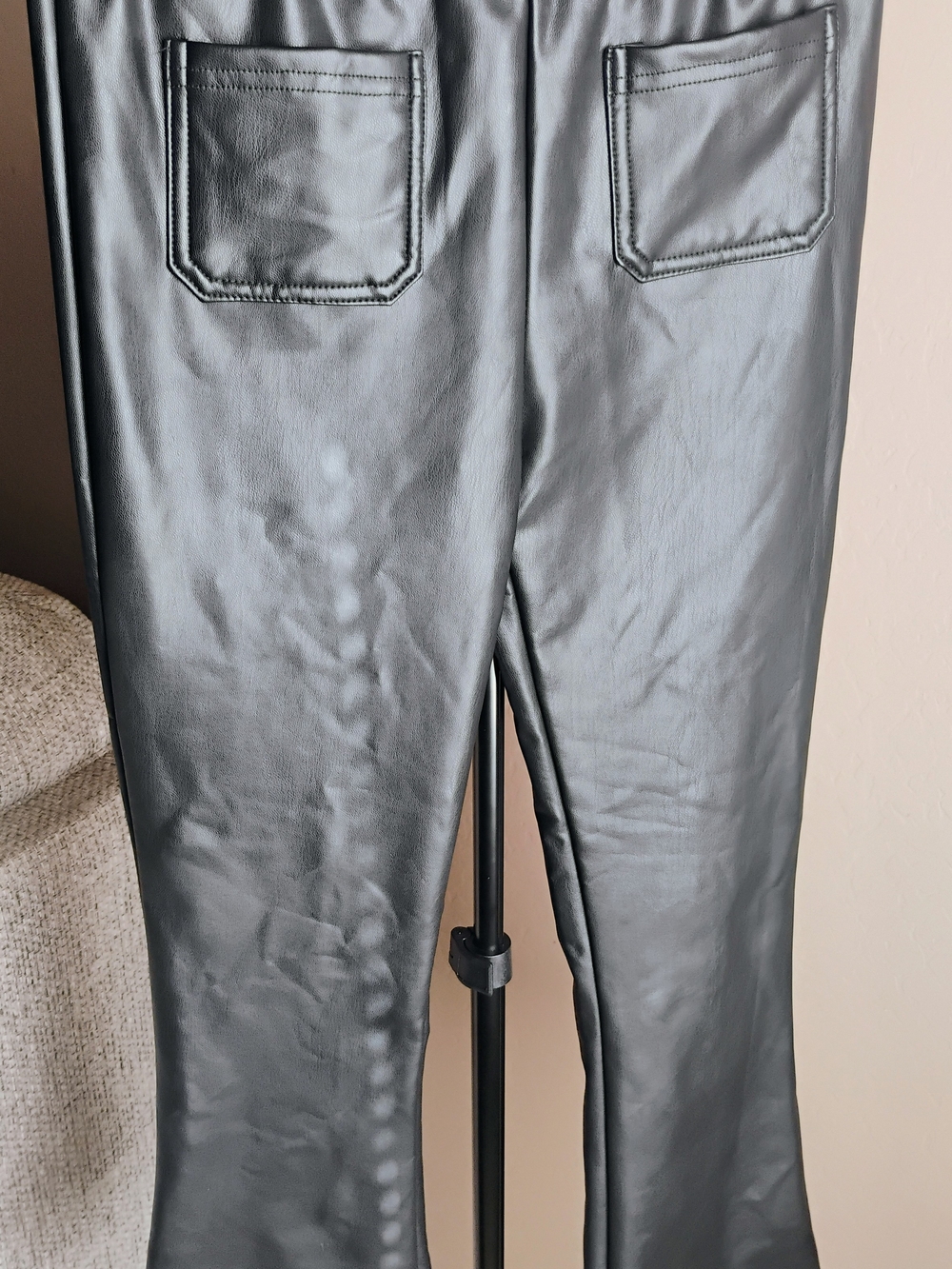 Vince Camuto Size 10 Girls Black Faux Leather Jeans